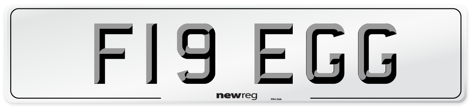 F19 EGG Number Plate from New Reg
